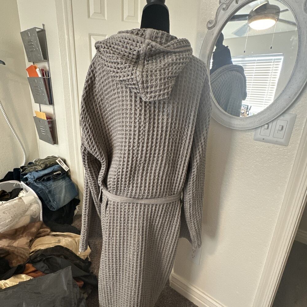 Onsen Supima Waffle Bath Robe Gray Size Large NWOT - Picture 3 of 6
